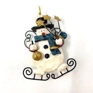 Costco Whimsical Ornament Rustic Country Farmhouse Snowman With Stars And Bell